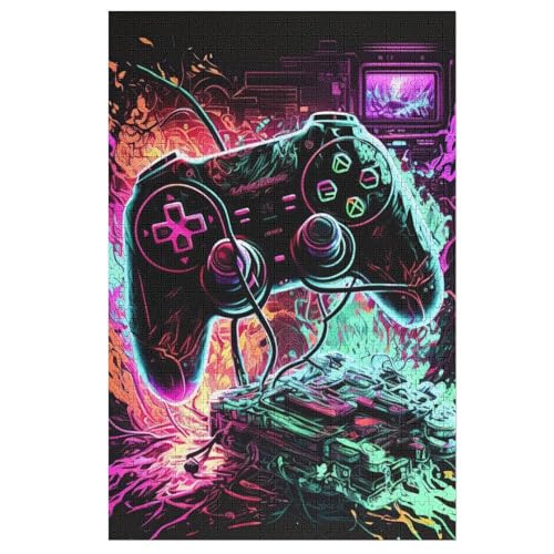 Neon-Gamepad 1000 Teile Puzzle, Holzpuzzle, Puzzles Für Erwachsene Kinder, 1000 Teile Puzzle Für Jugendliche & Erwachsene Lernspiel Herausforderungsspielzeug （78×53cm） von PAZZK