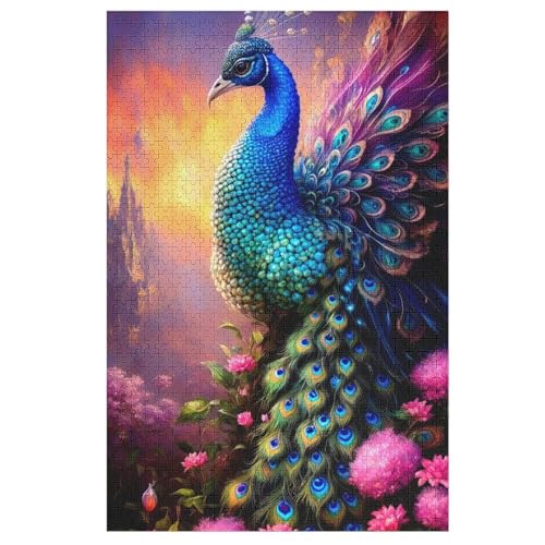 Pfau Puzzle Für Erwachsene 1000 Teile Premium 100% Recyceltes Brett Zum Lernen, Lernspielzeug, Familienspiele Kinder Holzpuzzle （78×53cm） von PAZZK