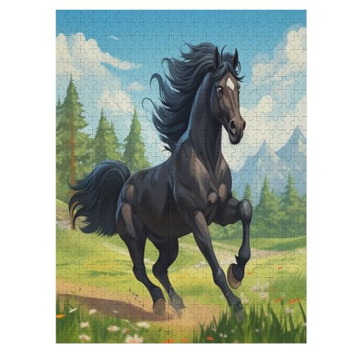 Pferd 500 Teile Puzzle Für Erwachsene, Herausforderung Puzzles - Familienpuzzle Verringerter Druck Schwieriges Puzzle Rahmen Holzpuzzle Für Erwachsene Kinder 12+ （55×41cm） von PAZZK