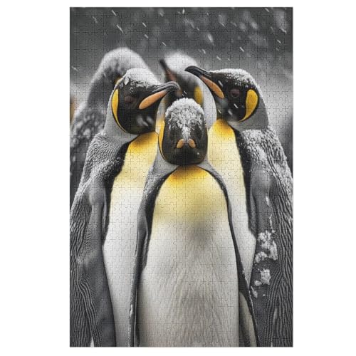 Pinguin Puzzles 1000 Teile Für Jugendliche Kreatives Holzpuzzlespielzeug Familienspiel Schwierigkeitsgrad Herausforderungspuzzles （78×53cm） von PAZZK