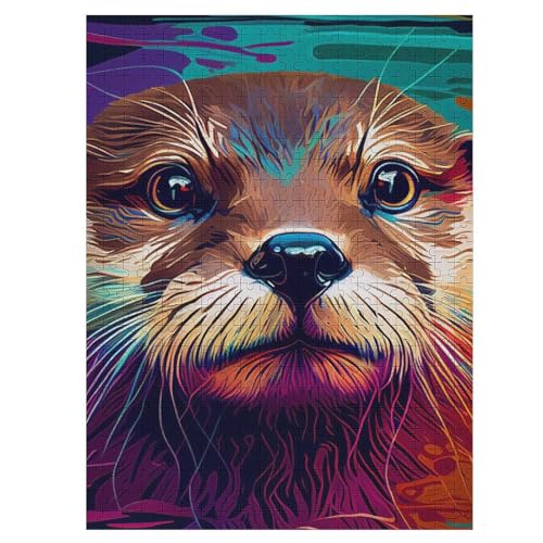 Pirat-Otter 500 Teile Puzzles, Wood Craft, Hochwertiges Modernes Puzzle, DIY, Für Erwachsene Und Kinder Ab 12 Jahren Holz, Puzzle （55×41cm） von PAZZK