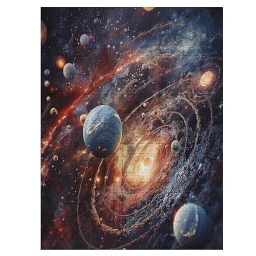 Planet Holzpuzzle 500 Teile,Puzzles Für Erwachsene, Impossible Puzzle, Geschicklichkeitsspiel Für Die Ganze Familie,Home Dekoration Puzzle, Puzzle Kinder Legespiel （55×41cm） von PAZZK