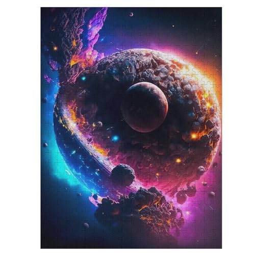 Planet Starry Sky Holzpuzzle 500 Stück Puzzles Für Erwachsene Teenager Stress Abbauen Familien-Puzzlespiel Poster 500-teiliges Puzzle Kinder Lernspiel Spielzeug Geschenk （55×41cm） von PAZZK