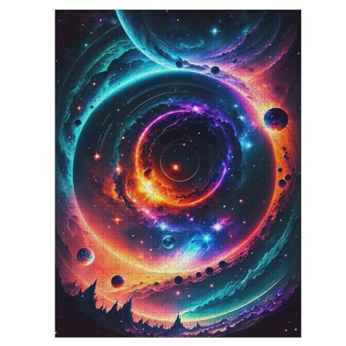 Planet Starry Sky Puzzles 500 Teile Für Jugendliche Kreatives Holzpuzzlespielzeug Familienspiel Schwierigkeitsgrad Herausforderungspuzzles （55×41cm） von PAZZK