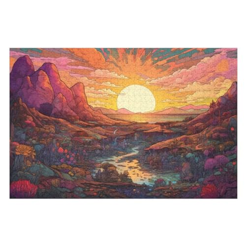 Psychedelisch 1000 Teile Puzzles, Wood Craft, Hochwertiges Modernes Puzzle, DIY, Für Erwachsene Und Kinder Ab 12 Jahren Holz, Puzzle （75×50cm） von PAZZK