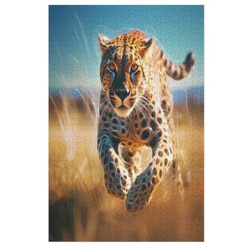 Puzzle 1000 Teile Erwachsene Leopard Holzpuzzle Für Erwachsene Lernspiel Herausforderungsspielzeug 1000-teilige The Puzzles Für Erwachsene Kinder （78×53cm） von PAZZK