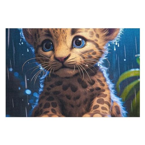 Puzzle Für Erwachsene, 1000 Teile, Leopard, Holzpuzzle, Holzpuzzle, Geburtstagsgeschenke, Puzzle, Wanddekoration （75×50cm） von PAZZK