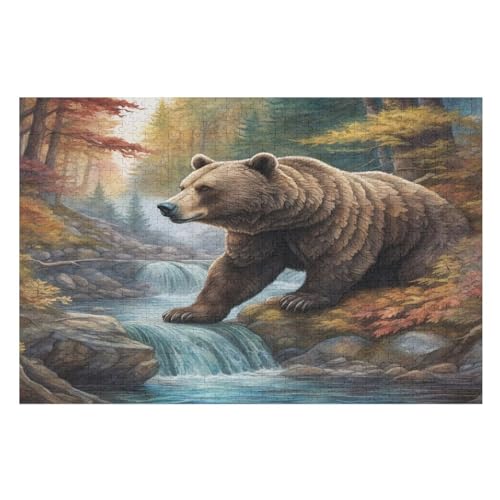 Puzzle Für Erwachsene, Brown Tragen, 1000 Puzzleteile Für Kinder, Holzpuzzles, Geeignet Für Erwachsene, Lernspiel, Herausforderungsspielzeug （75×50cm） von PAZZK