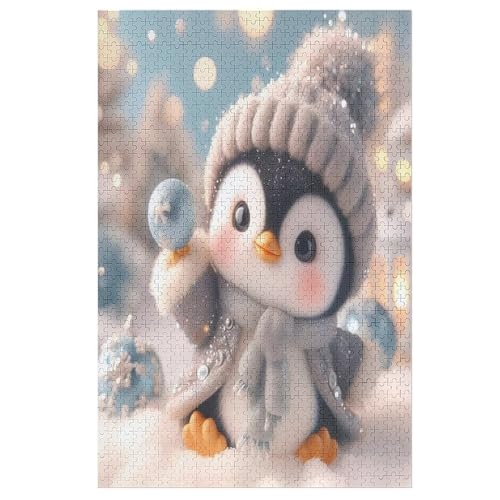 Puzzle Für Erwachsene, Cute Pinguin, 1000 Puzzleteile Für Kinder, Holzpuzzles, Geeignet Für Erwachsene, Lernspiel, Herausforderungsspielzeug （78×53cm） von PAZZK