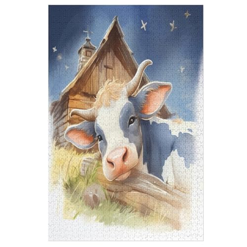 Puzzle Für Erwachsene, Kuh -Puzzles Für Erwachsene, 1000-teiliges Holzpuzzle, Geeignet Für Erwachsene Und Kinder Ab 12 Jahren, Tolles Geschenk Für Erwachsene （78×53cm） von PAZZK