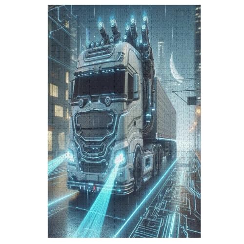 Puzzle Für Erwachsene, LKW, 1000 Puzzleteile Für Kinder, Holzpuzzles, Geeignet Für Erwachsene, Lernspiel, Herausforderungsspielzeug （78×53cm） von PAZZK