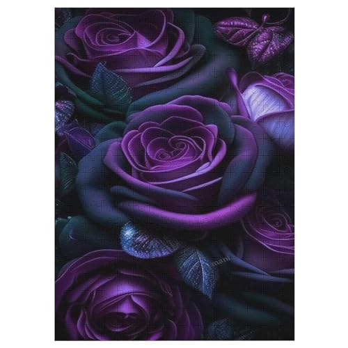 Puzzle Für Erwachsene, Rose, 300 Puzzleteile Für Kinder, Holzpuzzles, Geeignet Für Erwachsene, Lernspiel, Herausforderungsspielzeug （42×30cm） von PAZZK