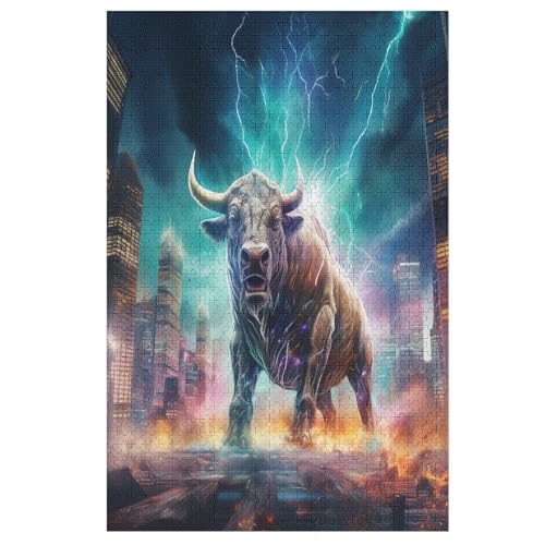 Puzzles Für Erwachsene, 1000 Teile, Nashorn, Kreative Holzpuzzles, Praktisches Spiel, Familiendekoration （78×53cm） von PAZZK