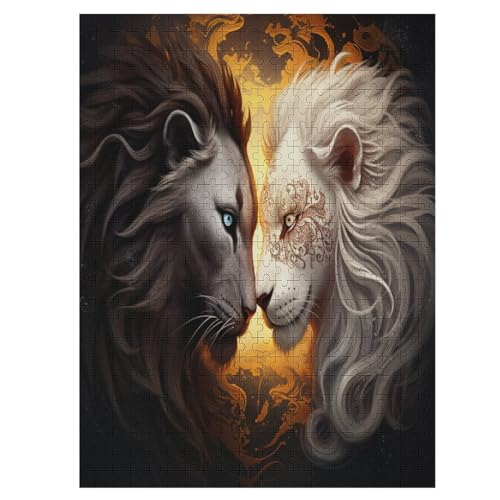 Puzzles Für Erwachsene, 500 Teile, Yin Yang Tiger, Kreative Holzpuzzles, Praktisches Spiel, Familiendekoration （55×41cm） von PAZZK