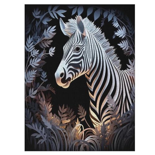 Puzzles Für Erwachsene, 500 Teile, Zebra, Kreative Holzpuzzles, Praktisches Spiel, Familiendekoration （55×41cm） von PAZZK