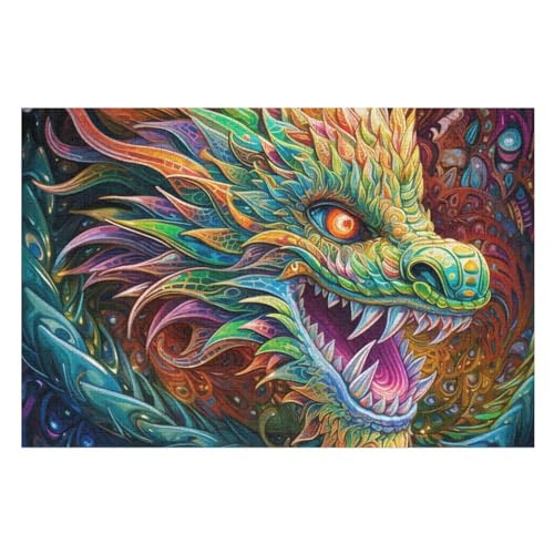 Puzzles Für Erwachsene, Drachen, 1000-teilige Puzzles Für Erwachsene Und Kinder Ab 12 Jahren, Holzpuzzles Für Die Heimdekoration, （75×50cm） von PAZZK