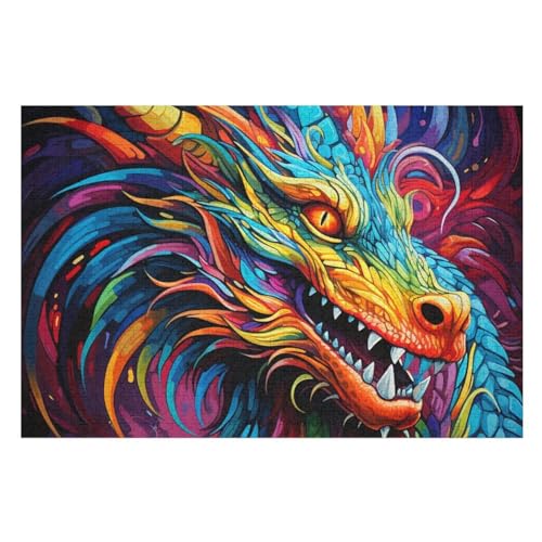 Puzzles Für Erwachsene, Drachen, 1000-teilige Puzzles Für Erwachsene Und Kinder Ab 12 Jahren, Holzpuzzles Für Die Heimdekoration, （75×50cm） von PAZZK