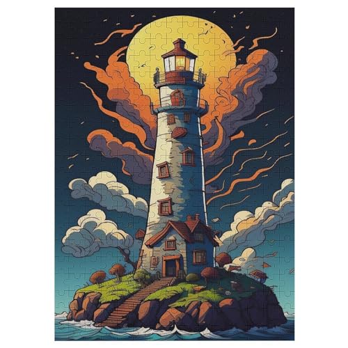 Puzzles Für Erwachsene, Leuchtturm Puzzles Für Erwachsene, 300-teiliges Holzpuzzle, Geeignet Für Kinder Ab 12 Jahren, Die Pädagogische Puzzles Lernen （42×30cm） von PAZZK