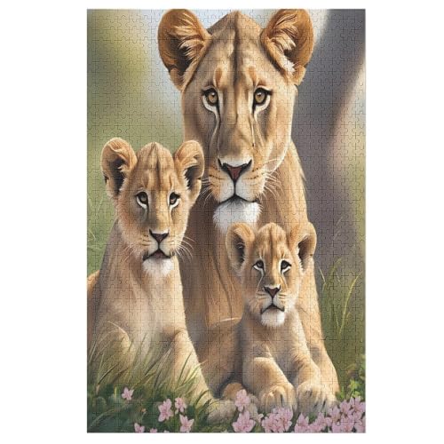 Puzzles Für Erwachsene, Löwe Puzzles Für Erwachsene, 1000-teiliges Holzpuzzle, Geeignet Für Kinder Ab 12 Jahren, Die Pädagogische Puzzles Lernen （78×53cm） von PAZZK