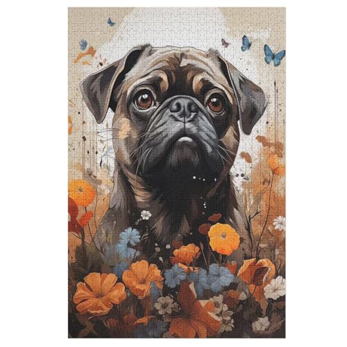 Puzzles Für Erwachsene, Mops, 1000-teilige Puzzles Für Erwachsene Und Kinder Ab 12 Jahren, Holzpuzzles Für Die Heimdekoration, （78×53cm） von PAZZK