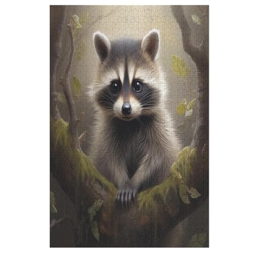 Puzzles Für Erwachsene, Puzzle Waschbär, 1000 Teile, Puzzle Aus Holz Für Erwachsene Und Kinder Ab 12 Jahren, Lernspielzeug （78×53cm） von PAZZK