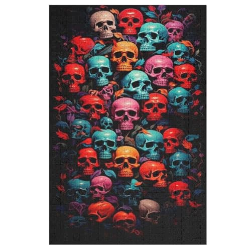 Puzzles Für Erwachsene, Totenkopf Puzzles Für Erwachsene, 1000-teiliges Holzpuzzle, Geeignet Für Kinder Ab 12 Jahren, Die Pädagogische Puzzles Lernen （78×53cm） von PAZZK