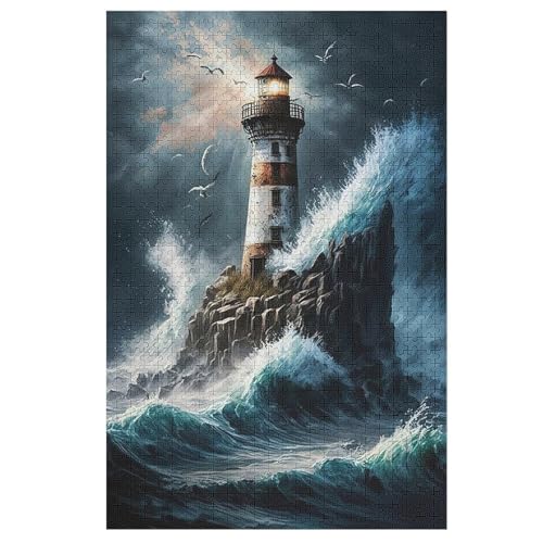 Puzzles Für Erwachsene 1000 Teiliges Leuchtturm Puzzles Für Erwachsene Holzbrettpuzzles Denksportaufgaben Für Erwachsene （78×53cm） von PAZZK