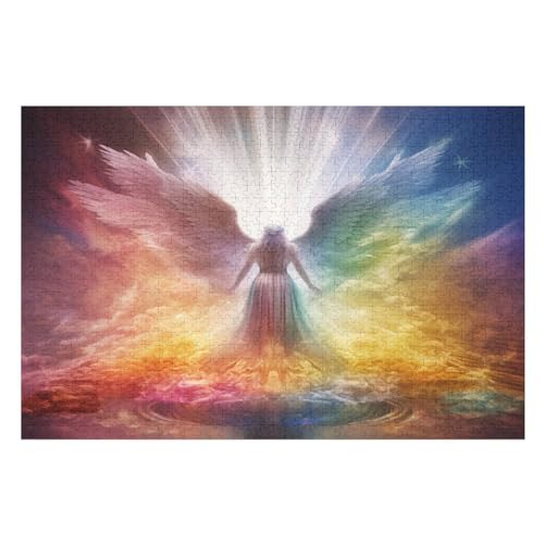 Puzzles Für Erwachsene Und Kinder, Rainbow Engel -Puzzle, 1000 Teile, Kreative Holzpuzzles, Puzzles Für Erwachsene, Geschenke （75×50cm） von PAZZK