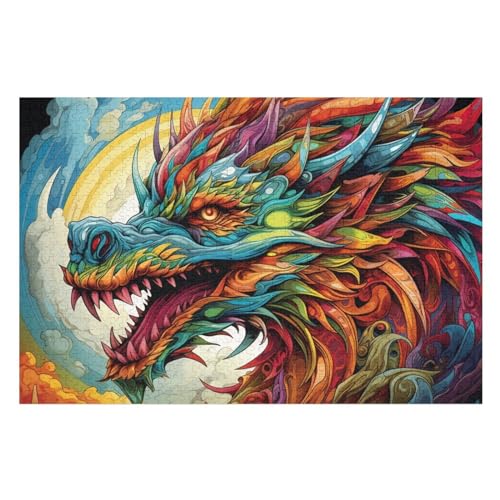 Puzzles Für Erwachsene: Drachen, 1000-teiliges Holzpuzzle Für Erwachsene Und Kinder Ab 12 Jahren. Tolles Geschenk Für Erwachsene （75×50cm） von PAZZK