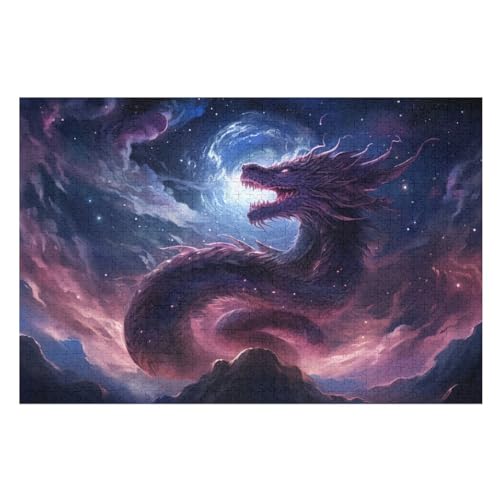 Puzzles Für Erwachsene: Drachen, 1000-teiliges Holzpuzzle Für Erwachsene Und Kinder Ab 12 Jahren. Tolles Geschenk Für Erwachsene （75×50cm） von PAZZK