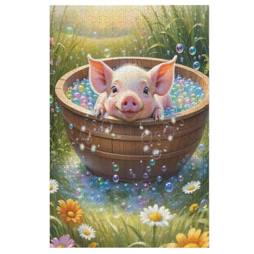 Puzzles Für Erwachsene: süßes Schwein, 1000-teiliges Holzpuzzle Für Erwachsene Und Kinder Ab 12 Jahren. Tolles Geschenk Für Erwachsene （78×53cm） von PAZZK