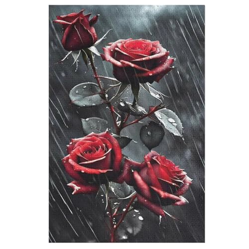 Rose 1000 Teile Puzzle, Holzpuzzle, Puzzles Für Erwachsene Kinder, 1000 Teile Puzzle Für Jugendliche & Erwachsene Lernspiel Herausforderungsspielzeug （78×53cm） von PAZZK