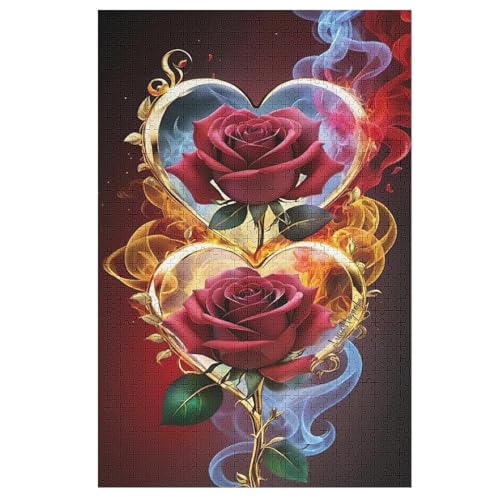 Rose Puzzle 1000 Teile, Holzpuzzle Für Erwachsene, Impossible Puzzle, Geschicklichkeitsspiel Für Die Ganze Familie, Puzzle Farbenfrohes Legespiel Kinder Puzzles （78×53cm） von PAZZK