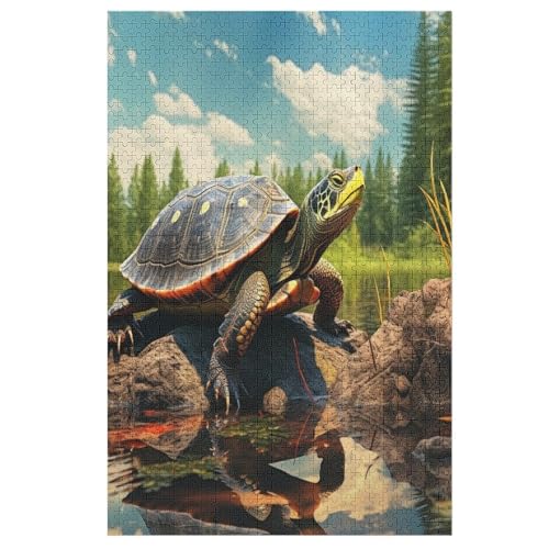 Schildkröte Puzzle 1000 Teile, Holzpuzzle Für Erwachsene, Impossible Puzzle, Geschicklichkeitsspiel Für Die Ganze Familie, Puzzle Farbenfrohes Legespiel Kinder Puzzles （78×53cm） von PAZZK