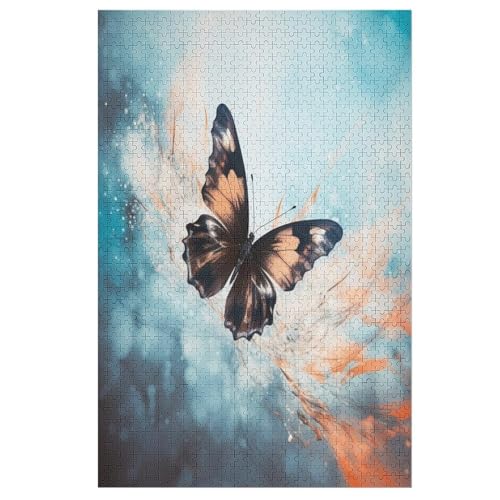 Schmetterling 1000 Teile Puzzle Für Erwachsene, Herausforderung Puzzles - Familienpuzzle Verringerter Druck Schwieriges Puzzle Rahmen Holzpuzzle Für Erwachsene Kinder 12+ （78×53cm） von PAZZK