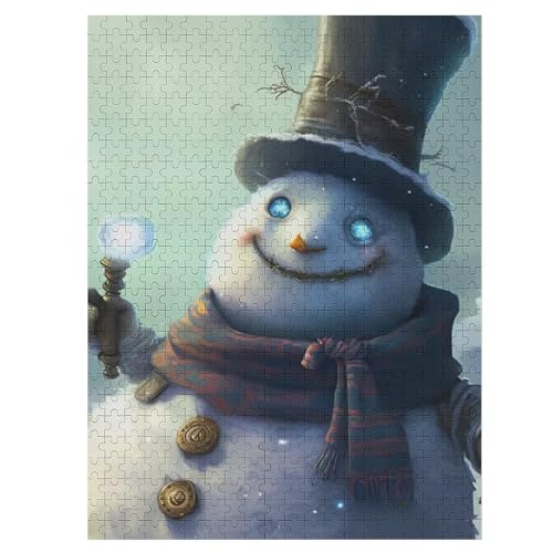 Schneemann Holzpuzzle 500 Teile, Knobelspiele Für Erwachsene, Teenager, Puzzles Unmögliche - Kinder Puzzle Zimmer Deko （55×41cm） von PAZZK