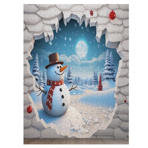 Schneemann Pattern Puzzle 500 Teile,Puzzles Für Erwachsene, Impossible Puzzle, Geschicklichkeitsspiel Für Die Ganze Familie, Puzzle Kinder,Holzpuzzle-Geschenk,Raumdekoration, （55×41cm） von PAZZK