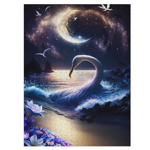 Schwan Beautifull Puzzle Für Erwachsene 500 Teile Premium 100% Recyceltes Brett Zum Lernen, Lernspielzeug, Familienspiele Kinder Holzpuzzle （55×41cm） von PAZZK