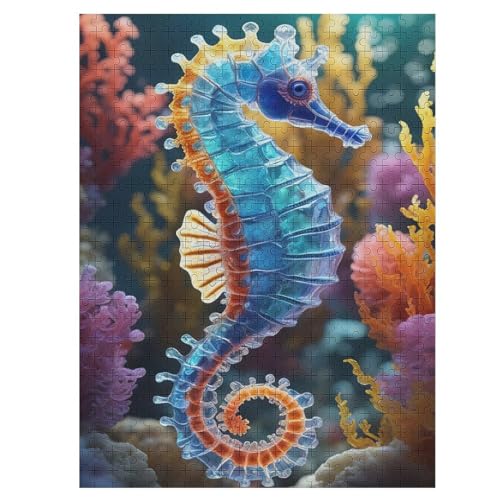 SeaPferd Puzzle 500 Teile,Puzzles Für Erwachsene, Impossible Puzzle, Geschicklichkeitsspiel Für Die Ganze Familie, Puzzle Kinder,Holzpuzzle-Geschenk,Raumdekoration, （55×41cm） von PAZZK