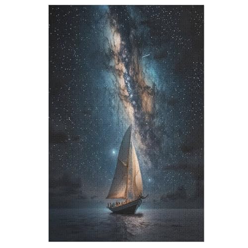 Segelboot Milchstraße Holzpuzzle 1000 Stück Puzzles Für Erwachsene Teenager Stress Abbauen Familien-Puzzlespiel Poster 1000-teiliges Puzzle Kinder Lernspiel Spielzeug Geschenk （78×53cm） von PAZZK