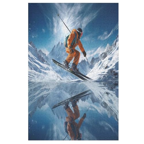 Skifahren Puzzle 1000 Teile,Puzzles Für Erwachsene, Impossible Puzzle, Geschicklichkeitsspiel Für Die Ganze Familie, Puzzle Kinder,Holzpuzzle-Geschenk,Raumdekoration, （78×53cm） von PAZZK