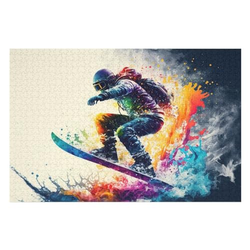 Snowboard Puzzles 1000 Teile Erwachsener Kniffel Spaß Für Die Ganze Familie - 1000 Puzzleteilige Motive, Holzpuzzle Kinder Erwachsene, Impossible Puzzle Schwer （75×50cm） von PAZZK