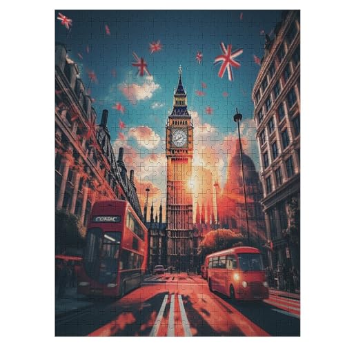 Stadtbild von London Puzzle Für Erwachsene,500-teiliges Puzzle,Puzzle Für Erwachsene Und Kinder,Holzpuzzle,Lernspielzeug, （55×41cm） von PAZZK