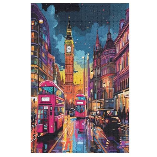 Stadtbild von London-Puzzlespiel Aus Holz, 1000 Puzzleteile, Kreatives Puzzle Für Teenager Und Erwachsene, Kreatives Spielzeug, Puzzles, （78×53cm） von PAZZK