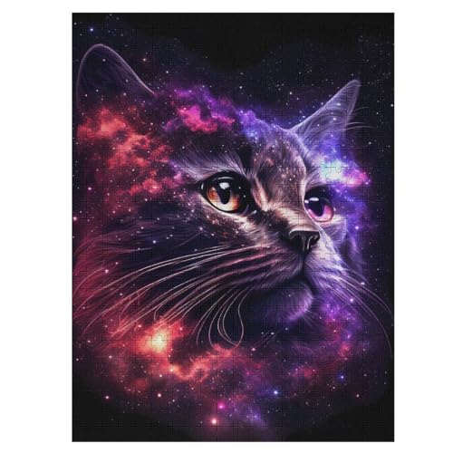 Star Katze – Puzzle 500 Teile, Holzpuzzle, Herausforderndes Geschicklichkeitsspiel Für Die Ganze Familie, Kinder Erwachsenenpuzzle Ab 12 Jahren （55×41cm） von PAZZK