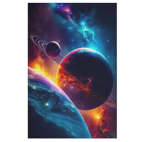 Sternenhimmel des Planeten Holzpuzzle 1000 Teile, Knobelspiele Für Erwachsene, Teenager, Puzzles Unmögliche - Kinder Puzzle Zimmer Deko （78×53cm） von PAZZK