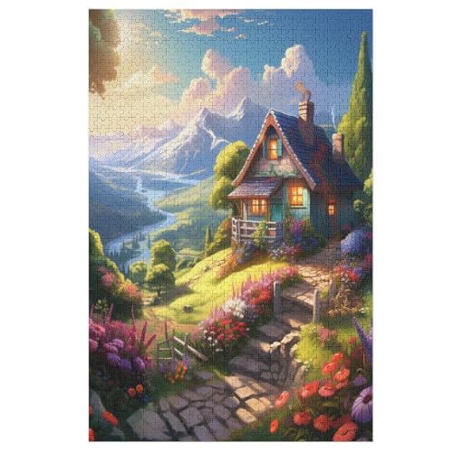 Süße Landschaft Puzzles 1000 Teile Für Jugendliche Kreatives Holzpuzzlespielzeug Familienspiel Schwierigkeitsgrad Herausforderungspuzzles （78×53cm） von PAZZK