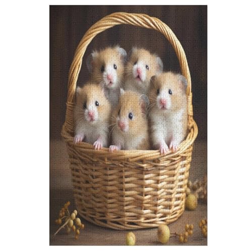 Süßer Hamster -Puzzle, 1000 Teile,Holzpuzzle Für Erwachsene Kinder, Lustiges Spielzeug, Denkspiel, Spielzeug, Bildungsspiel, Herausforderung, Pädagogisch, （78×53cm） von PAZZK