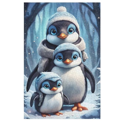 Süßer Pinguin 1000 Teile Puzzle, Holzpuzzle, Puzzles Für Erwachsene Kinder, 1000 Teile Puzzle Für Jugendliche & Erwachsene Lernspiel Herausforderungsspielzeug （78×53cm） von PAZZK