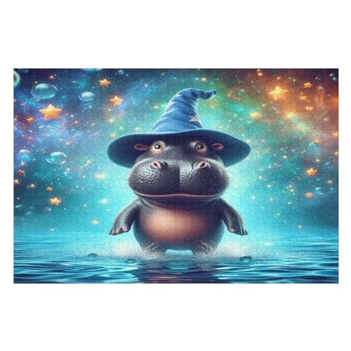 Tier Hippo 1000 Teile Puzzle, Holzpuzzle, Puzzles Für Erwachsene Kinder, 1000 Teile Puzzle Für Jugendliche & Erwachsene Lernspiel Herausforderungsspielzeug （75×50cm） von PAZZK